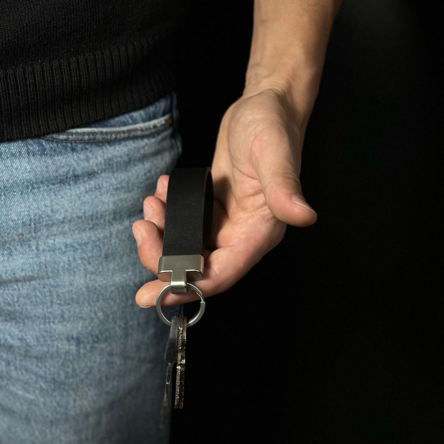 Breloc din piele naturală | Negru