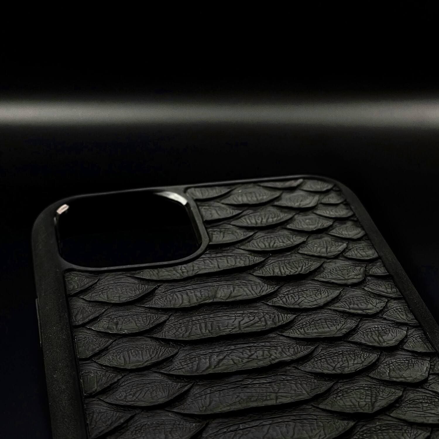 Husă iPhone din piele naturală Negru