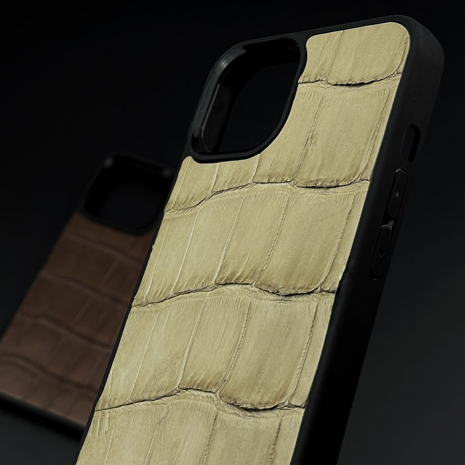 Husă iPhone din Crocodil Natural Bej