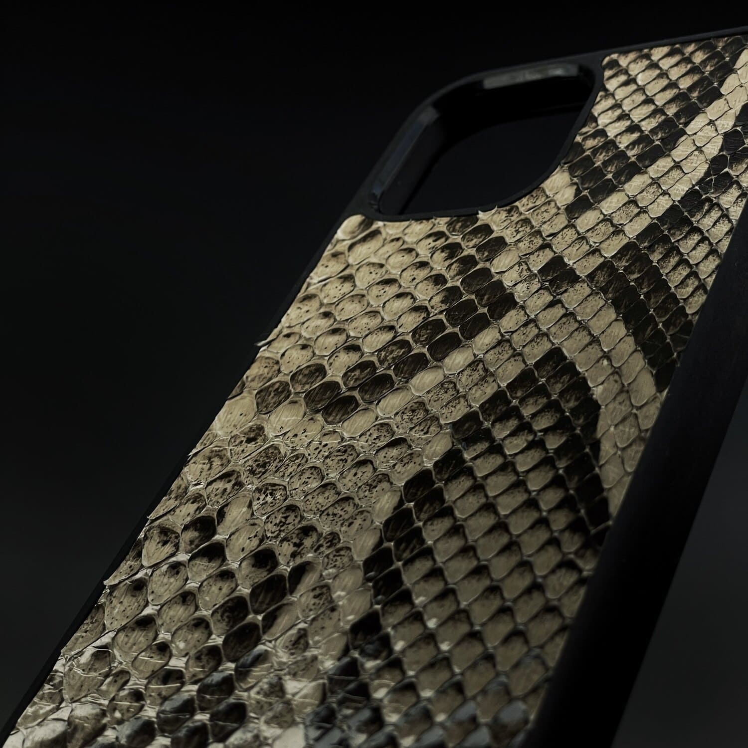 Husă iPhone din Piton Natural Galben/Negru