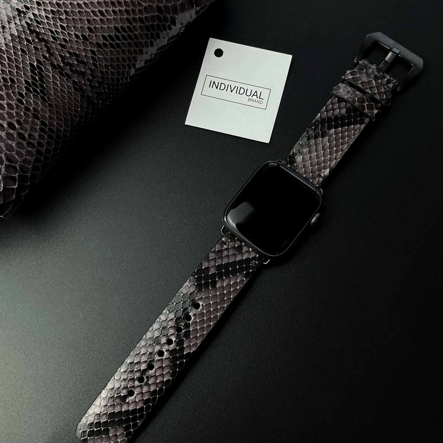 Curelușă Apple Watch din Piton Natural Negru/sur