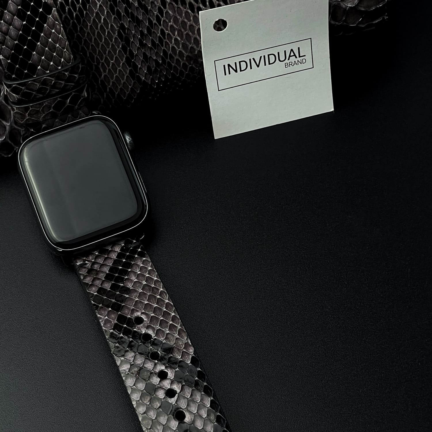 Curelușă Apple Watch din Piton Natural Negru/sur