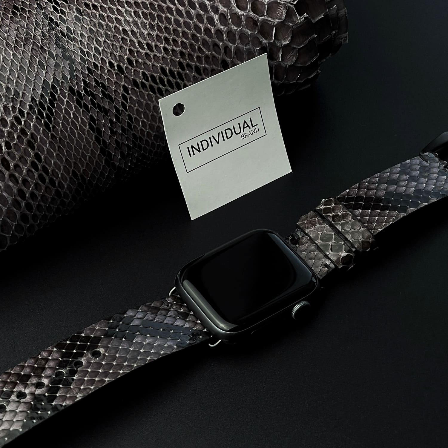 Curelușă Apple Watch din Piton Natural Negru/sur