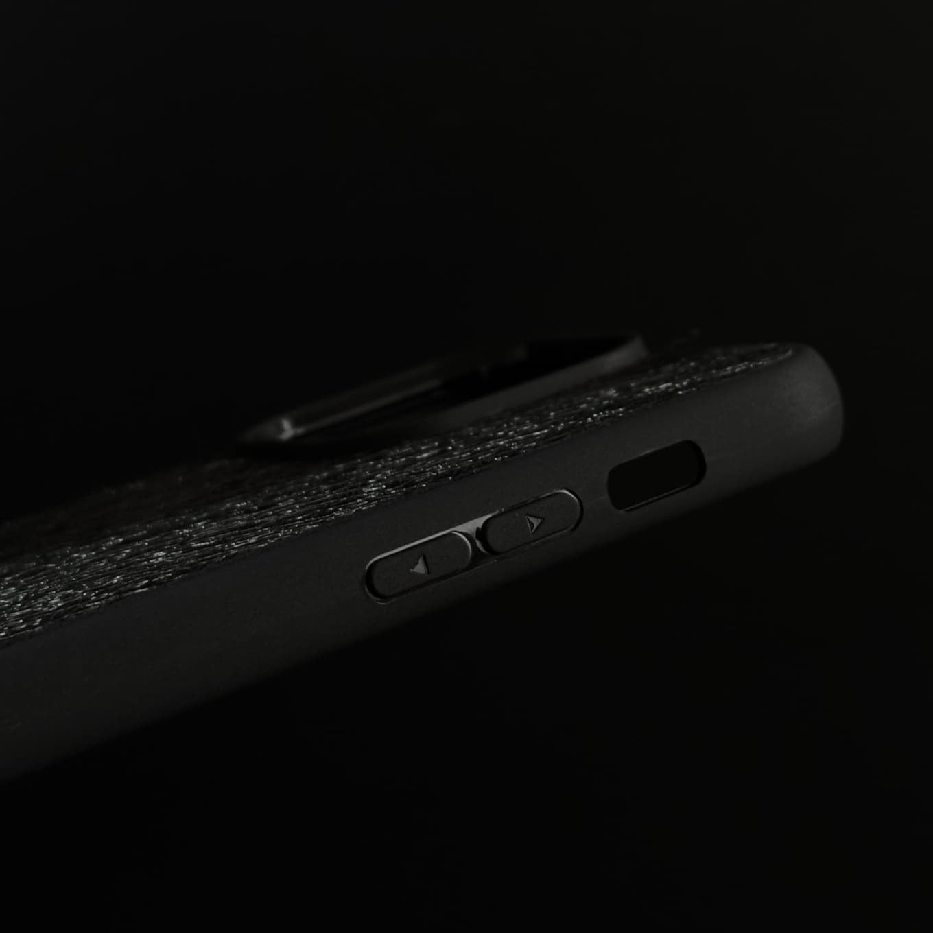 Husă iPhone din piele naturală cu textură Negru