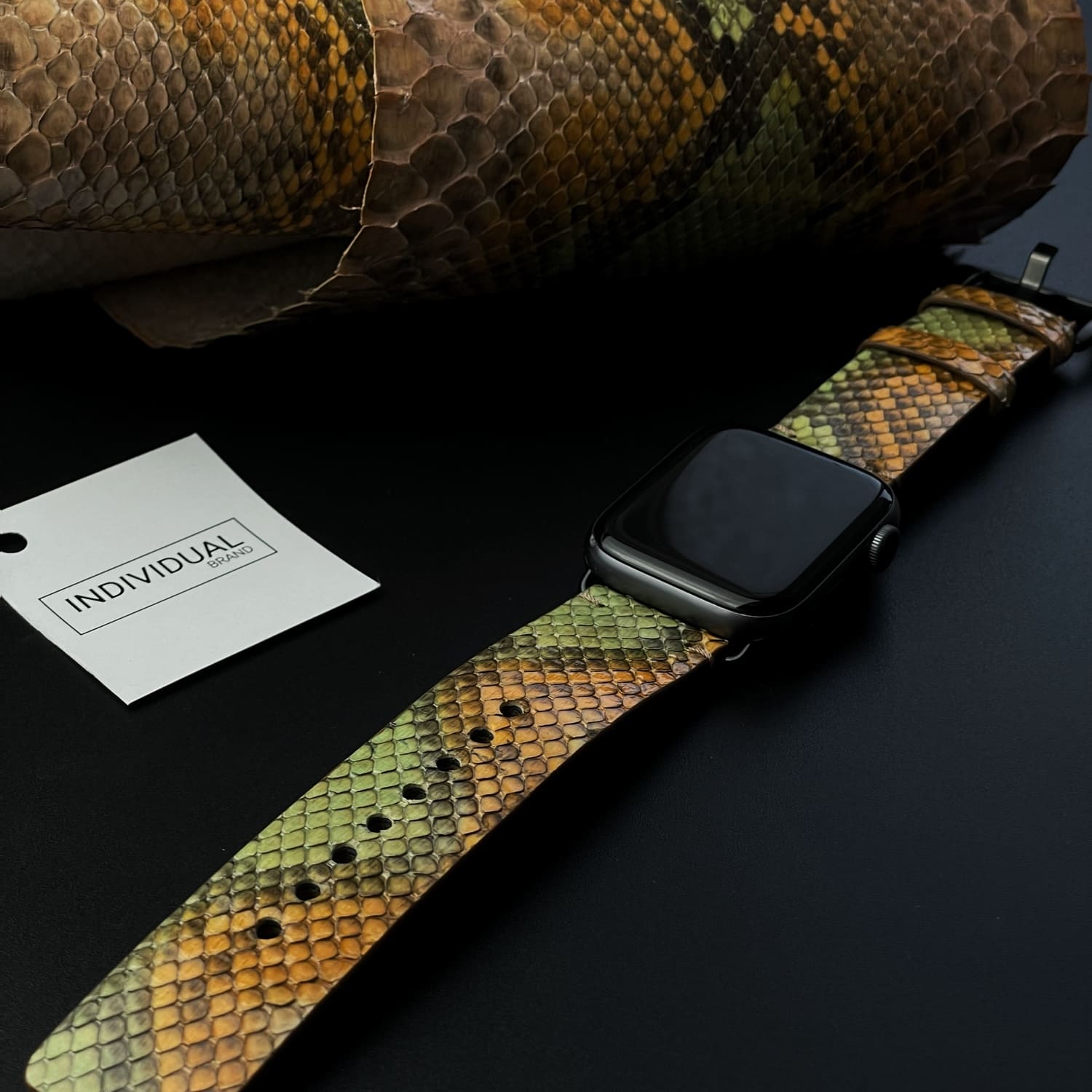 Curelușă Apple Watch din Piton Natural Portocaliu
