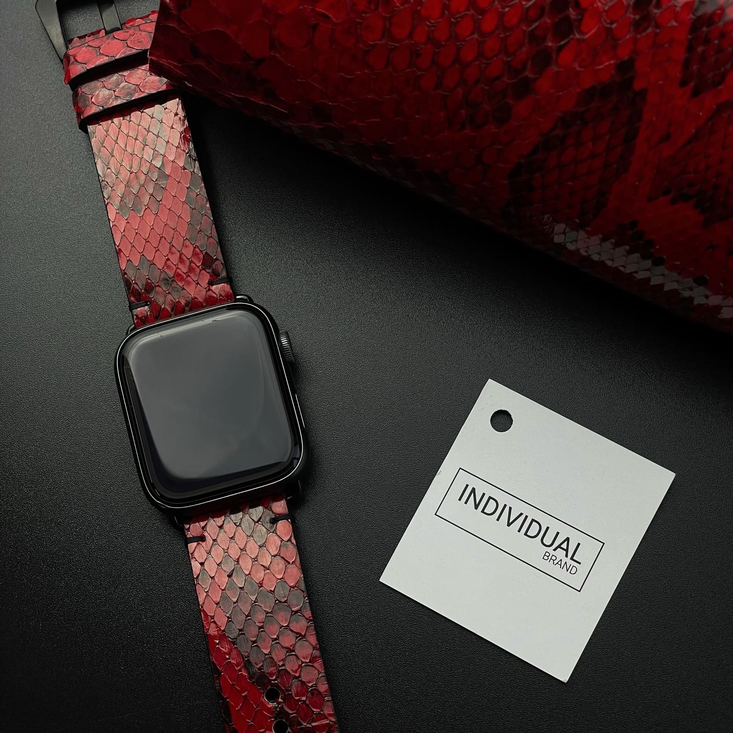 Curelușă Apple Watch din Piton Natural Roșu