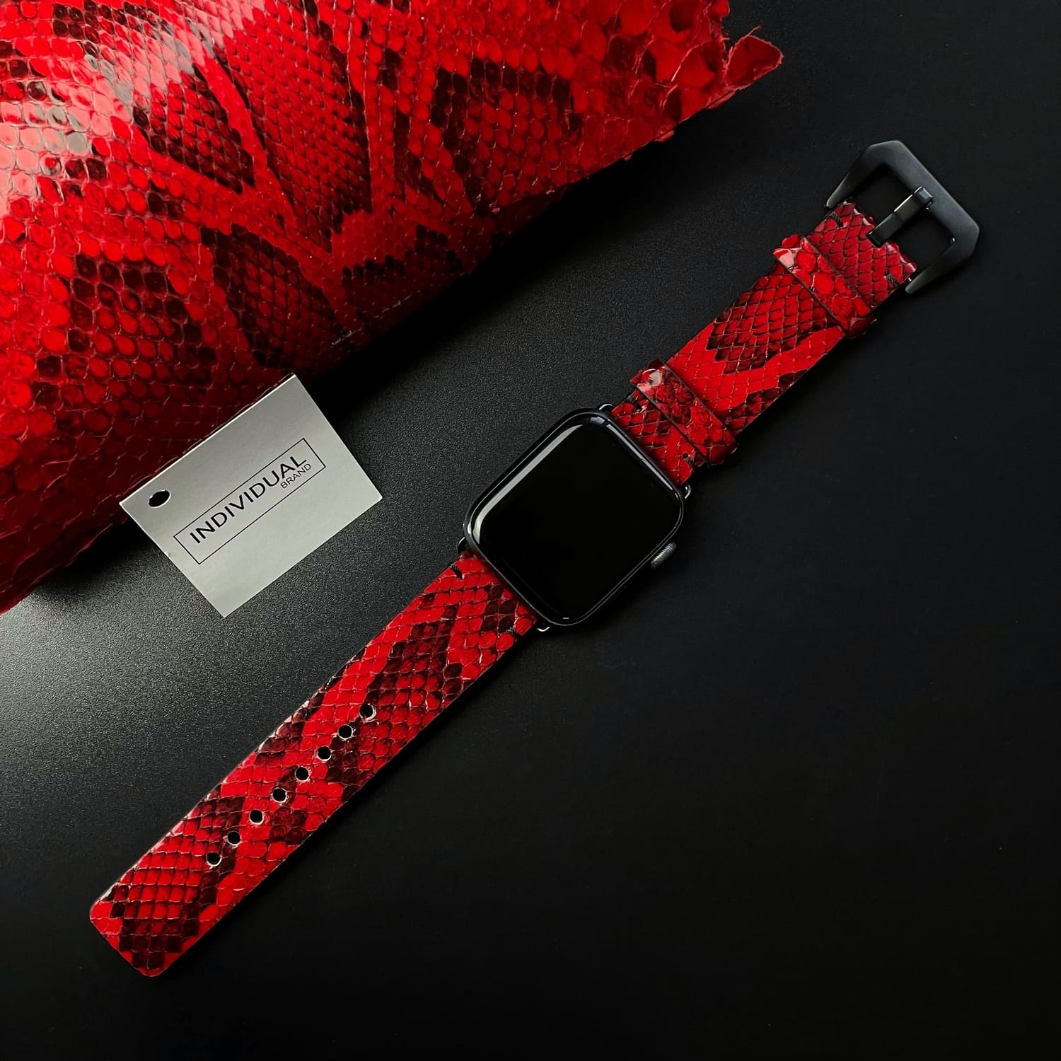 Curelușă Apple Watch din Piton Natural Roșu