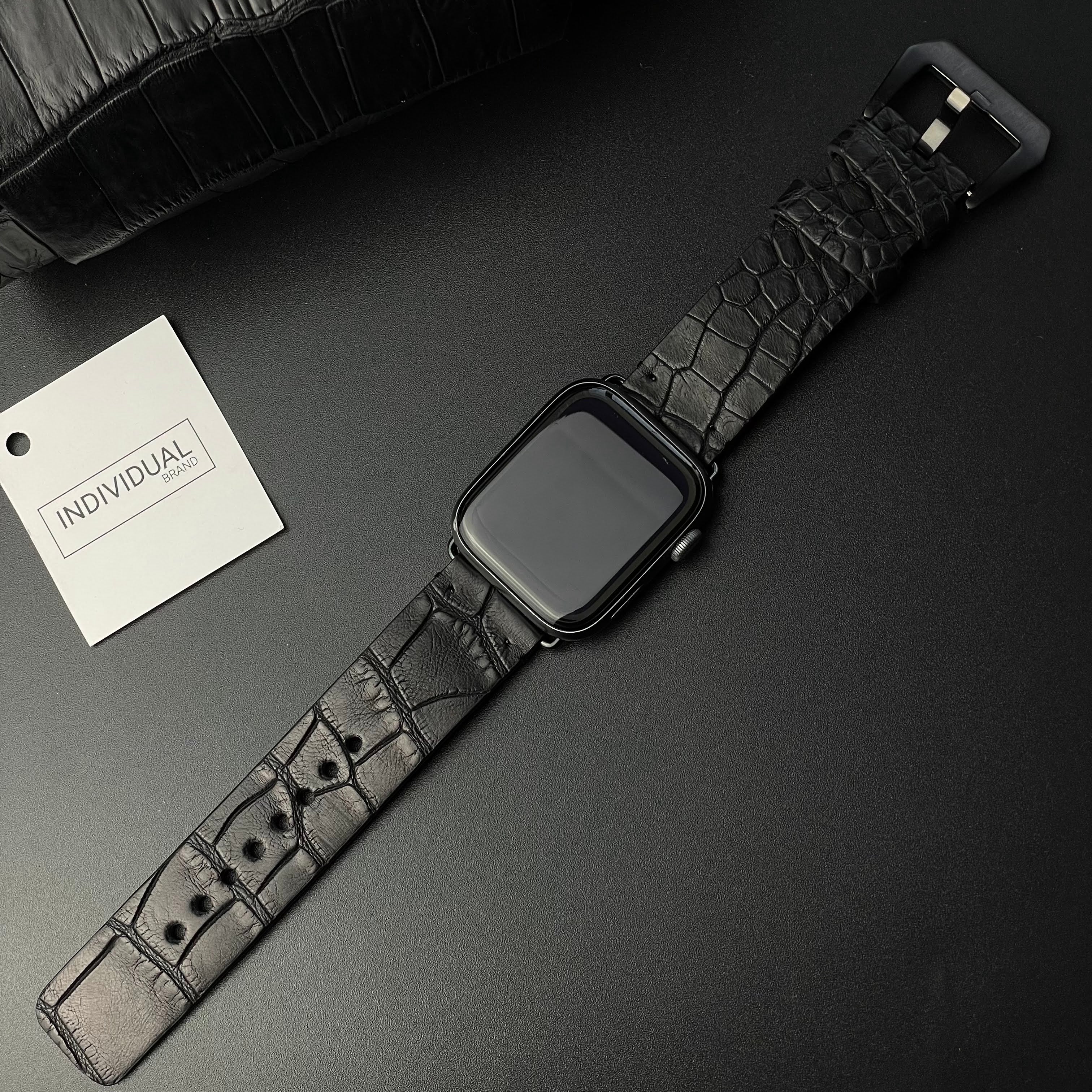 Curelușă Apple Watch din Crocodil Natural Negru
