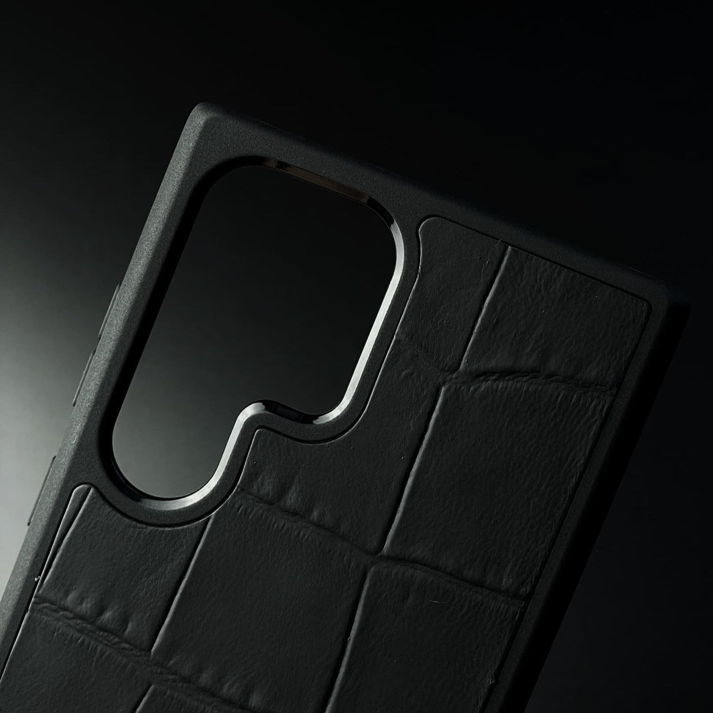 Husă Samsung din piele naturală cu imprimeu de Crocodil Negru mat