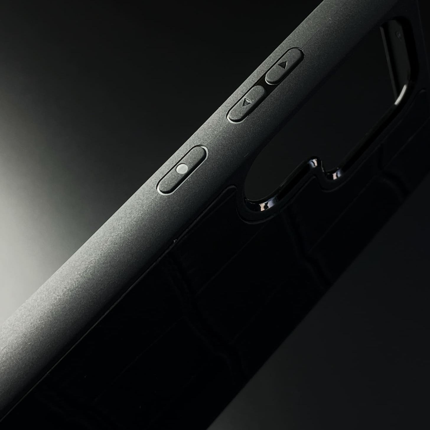 Husă Samsung din piele naturală cu imprimeu de Crocodil Negru mat