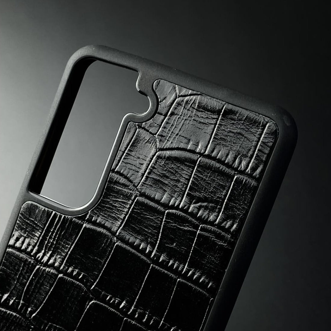 Husă Samsung din piele naturală cu imprimeu de Crocodil Negru