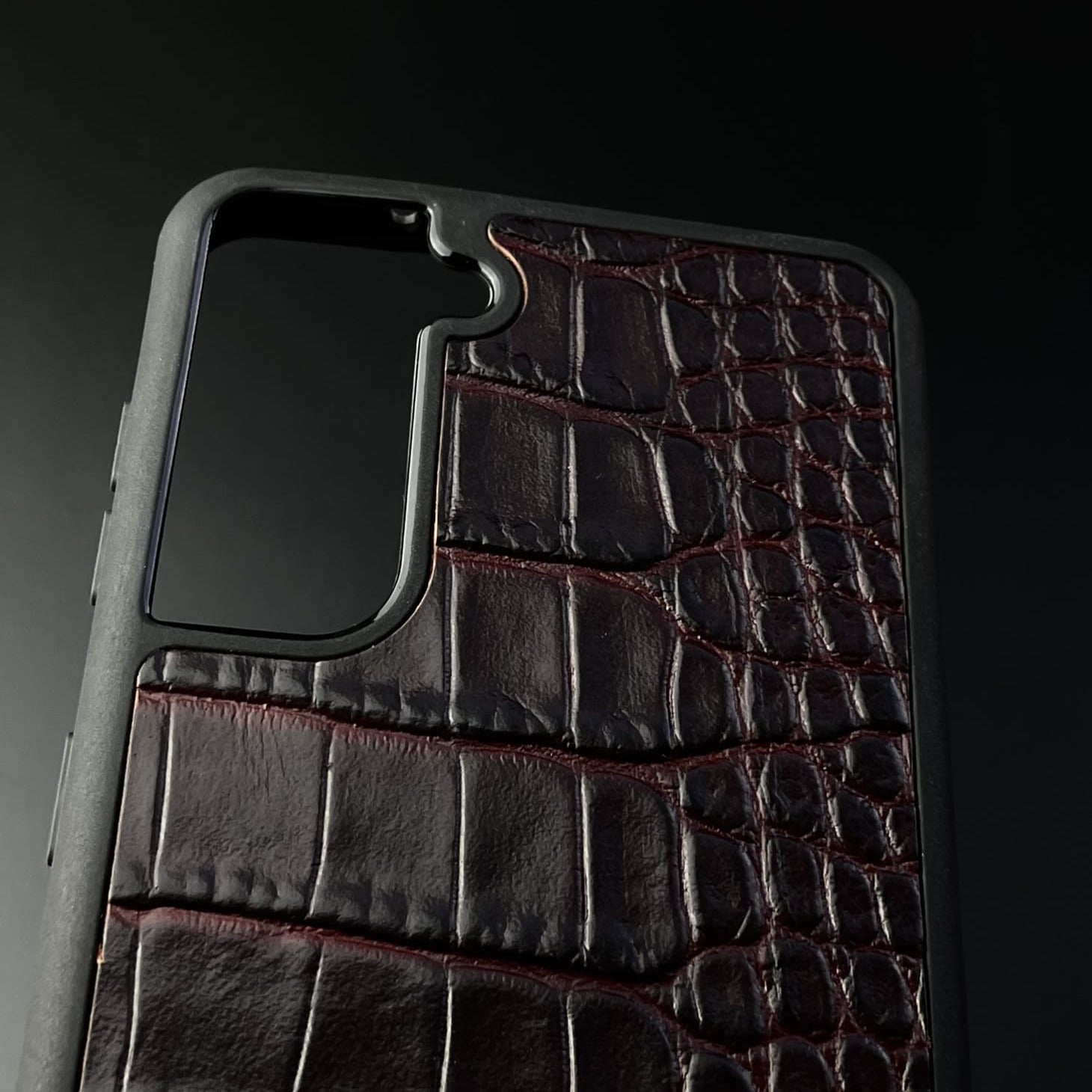 Husă Samsung din piele naturală cu imprimeu de Crocodil Roșu