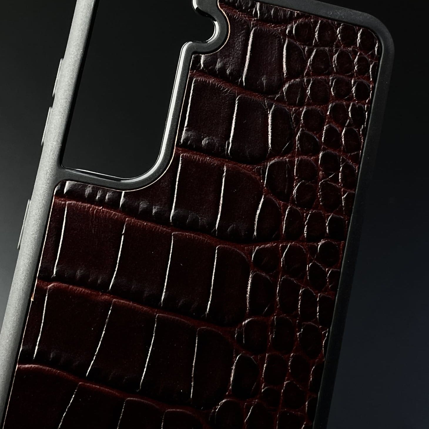 Husă Samsung din piele naturală cu imprimeu de Crocodil Roșu