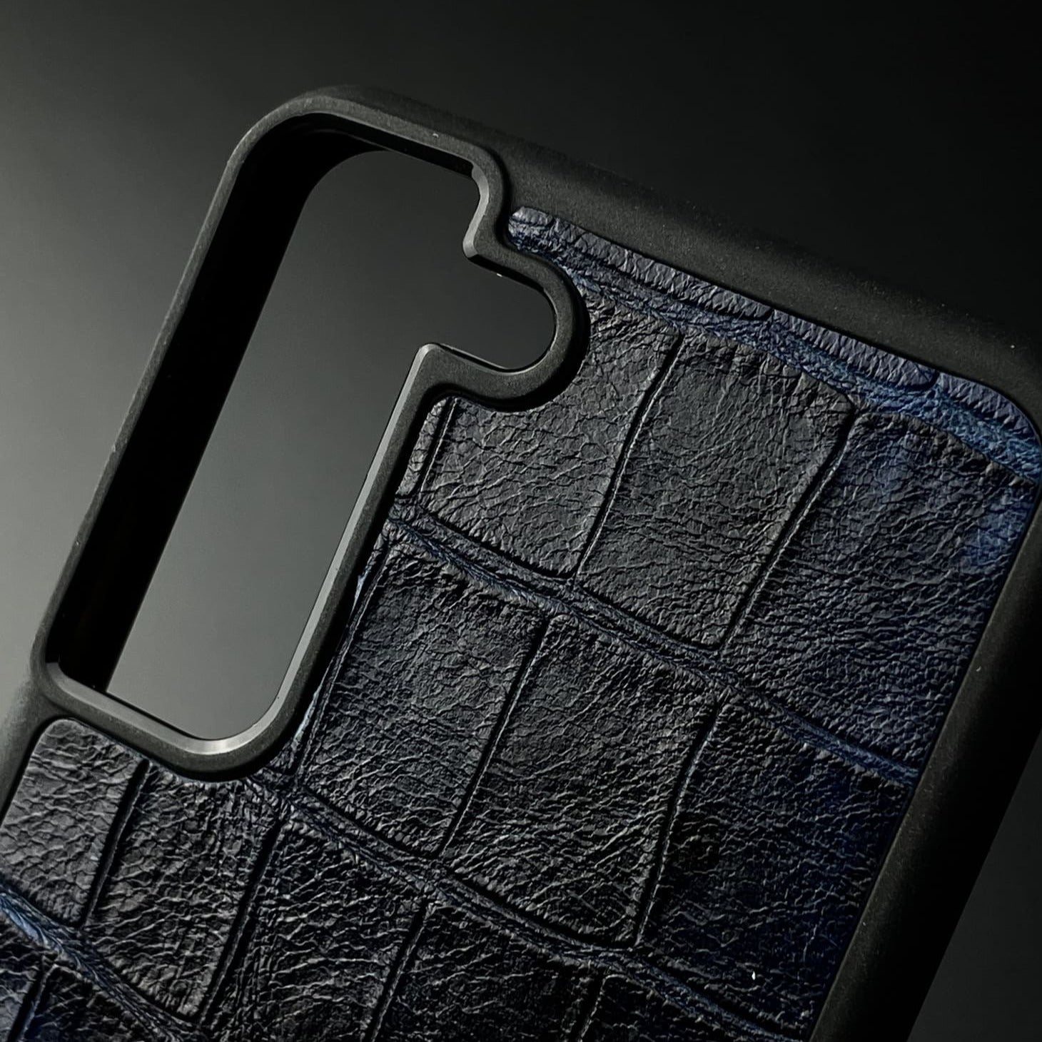 Husă Samsung din piele naturală cu imprimeu de Crocodil Albastru