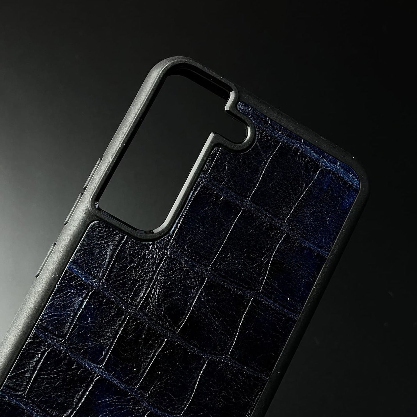 Husă Samsung din piele naturală cu imprimeu de Crocodil Albastru