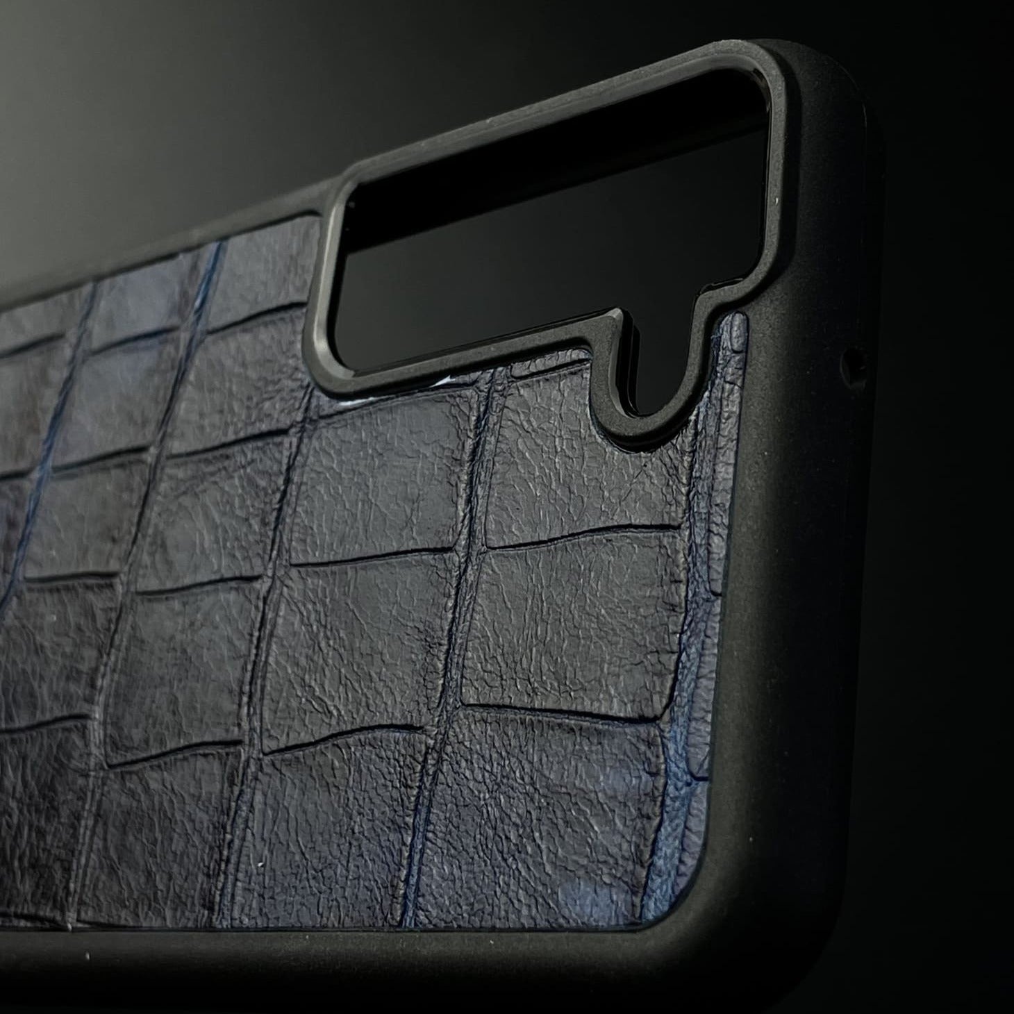 Husă Samsung din piele naturală cu imprimeu de Crocodil Albastru
