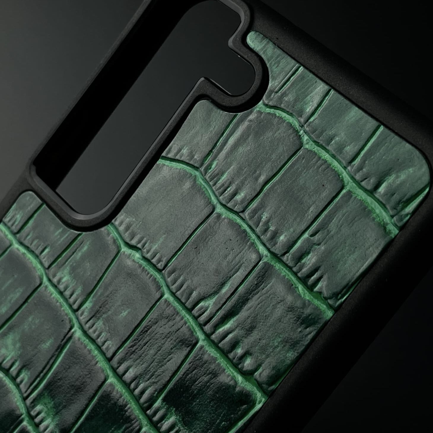 Husă Samsung din piele naturală cu imprimeu de Crocodil Verde