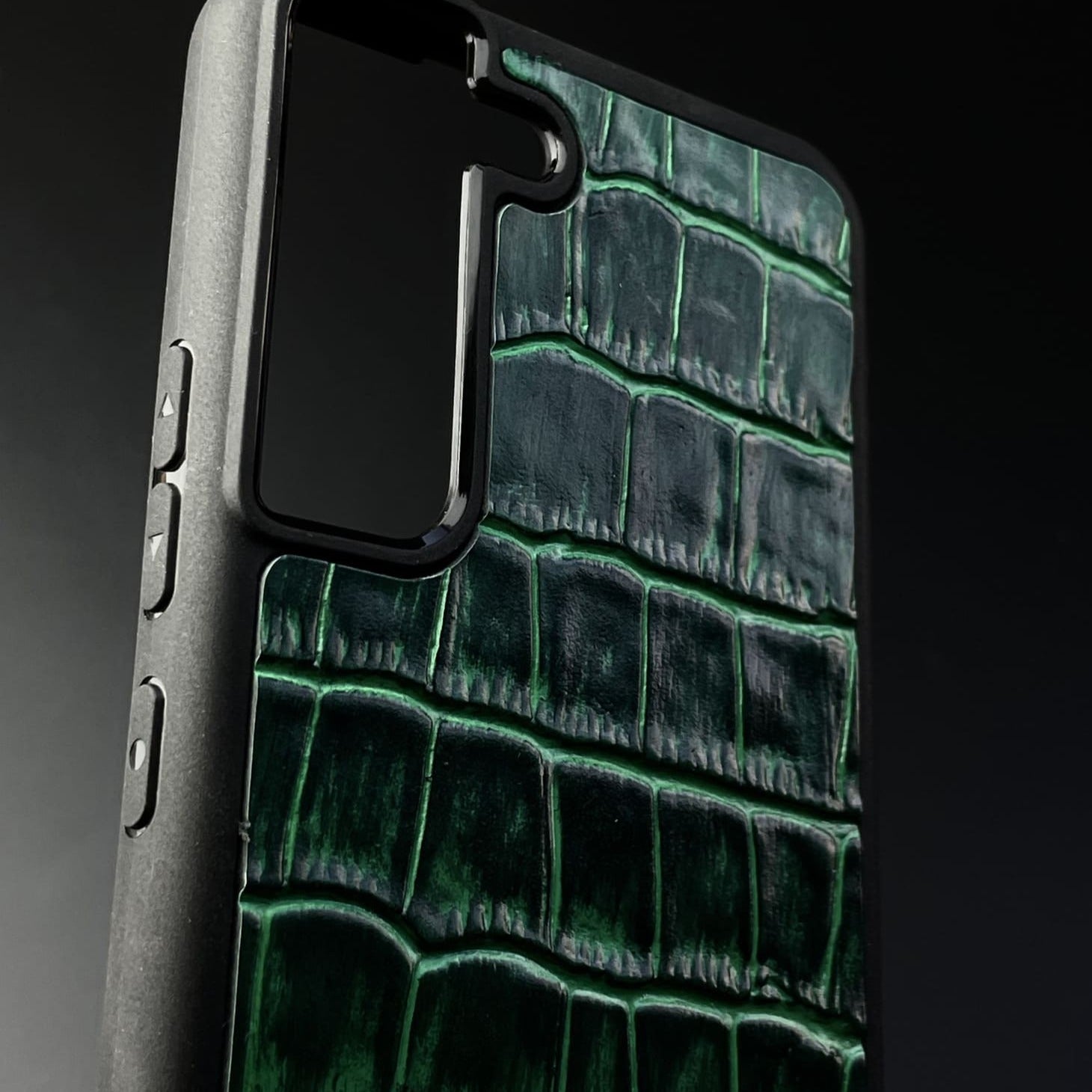 Husă Samsung din piele naturală cu imprimeu de Crocodil Verde