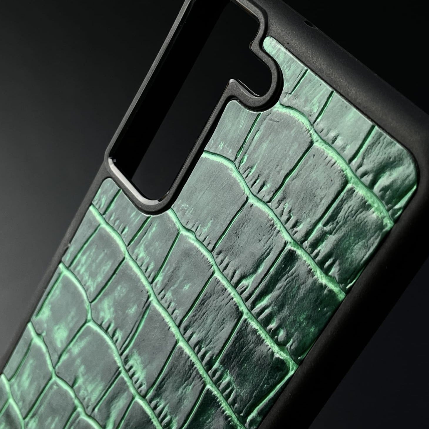 Husă Samsung din piele naturală cu imprimeu de Crocodil Verde