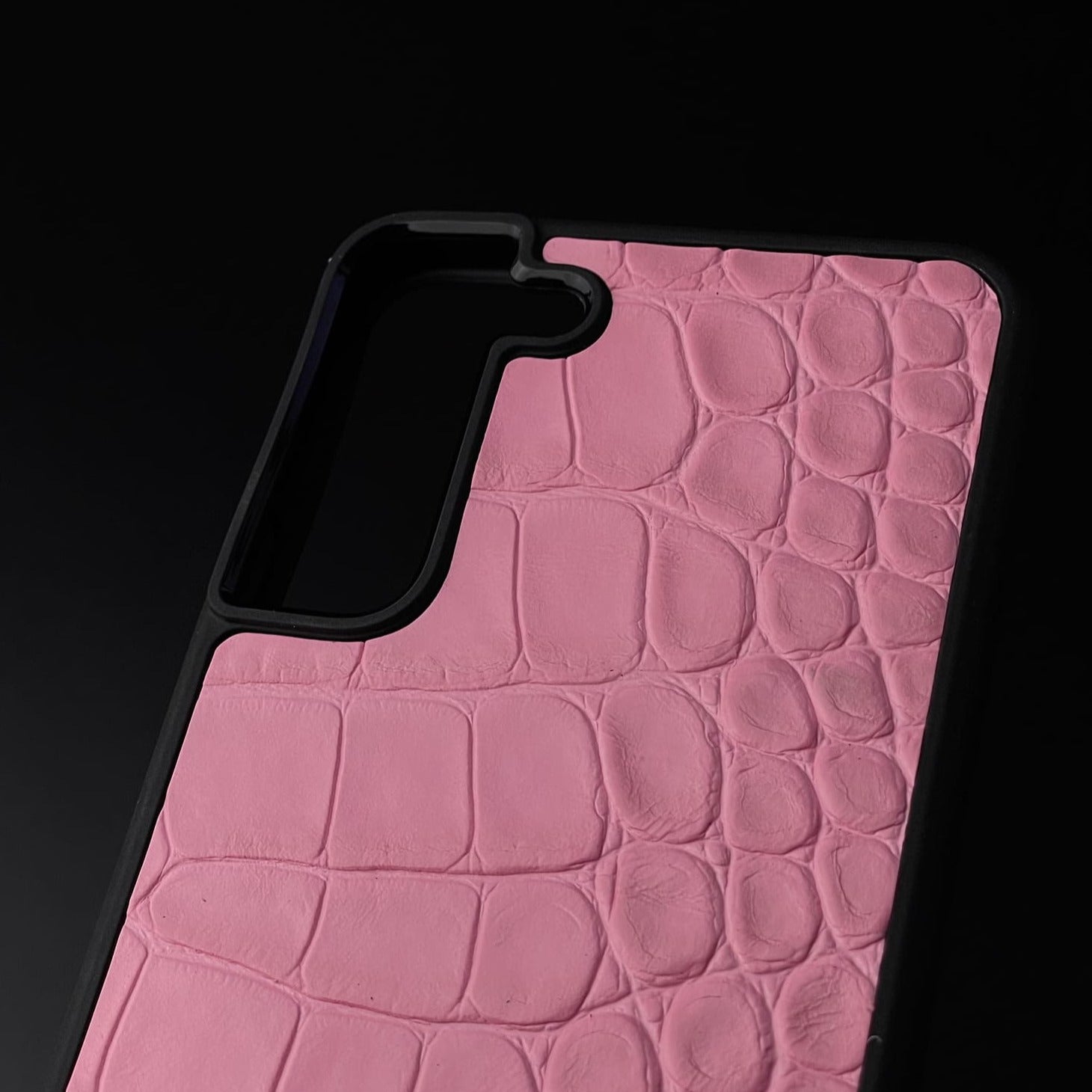 Husă Samsung din piele naturală imprimeu de Crocodil Roz