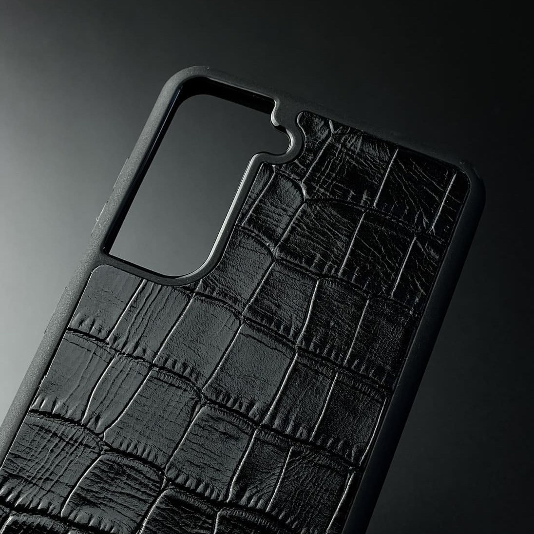 Husă Samsung din piele naturală cu imprimeu de Crocodil Negru