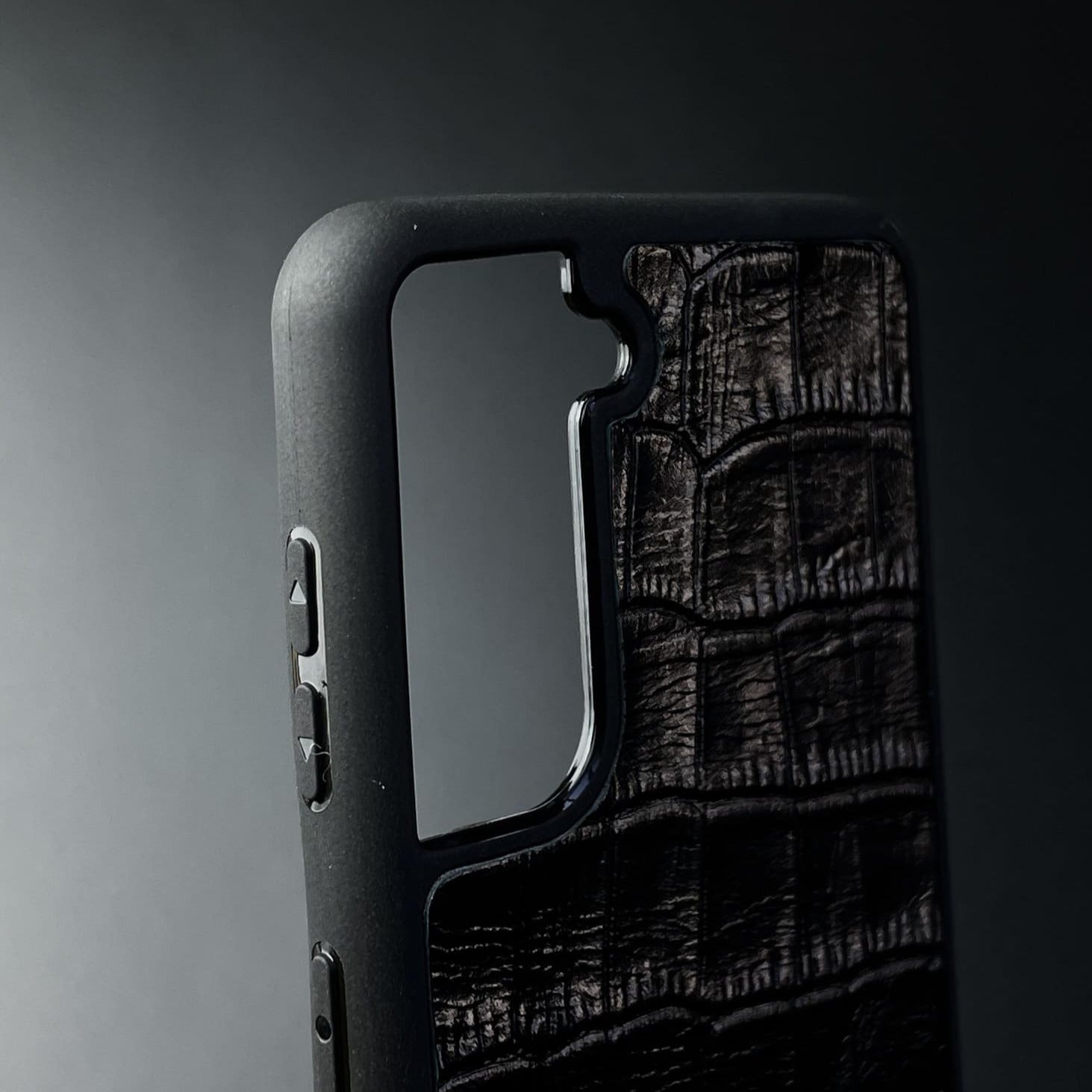 Husă Samsung din piele naturală cu imprimeu de Crocodil Negru