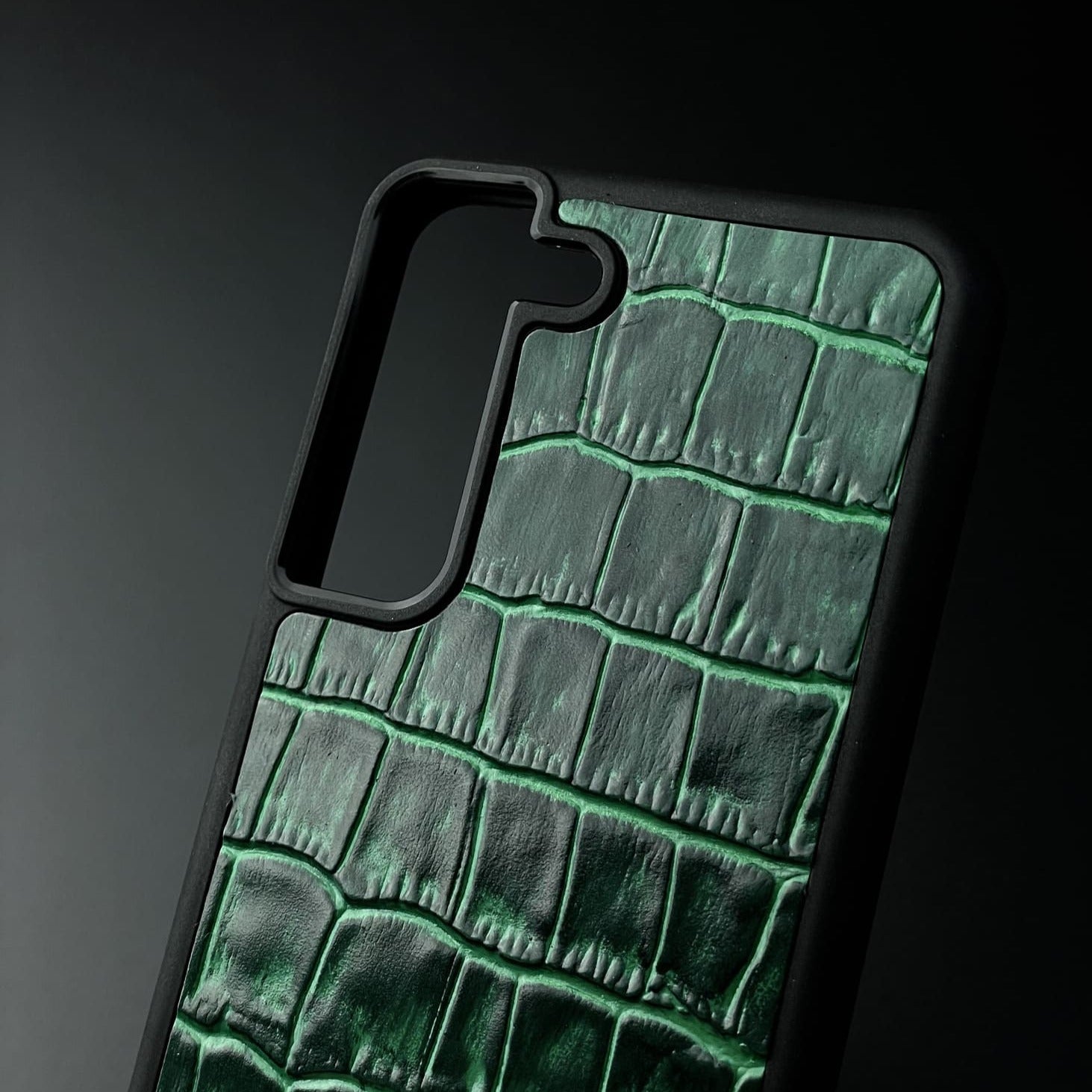 Husă Samsung din piele naturală cu imprimeu de Crocodil Verde