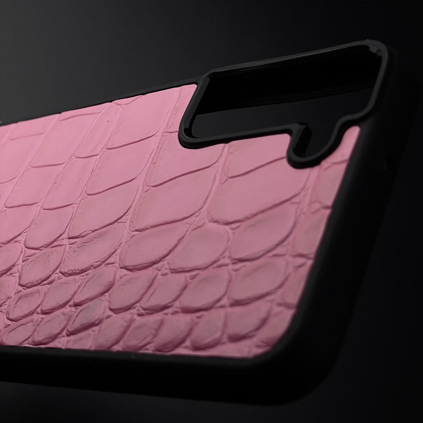 Husă Samsung din piele naturală imprimeu de Crocodil Roz
